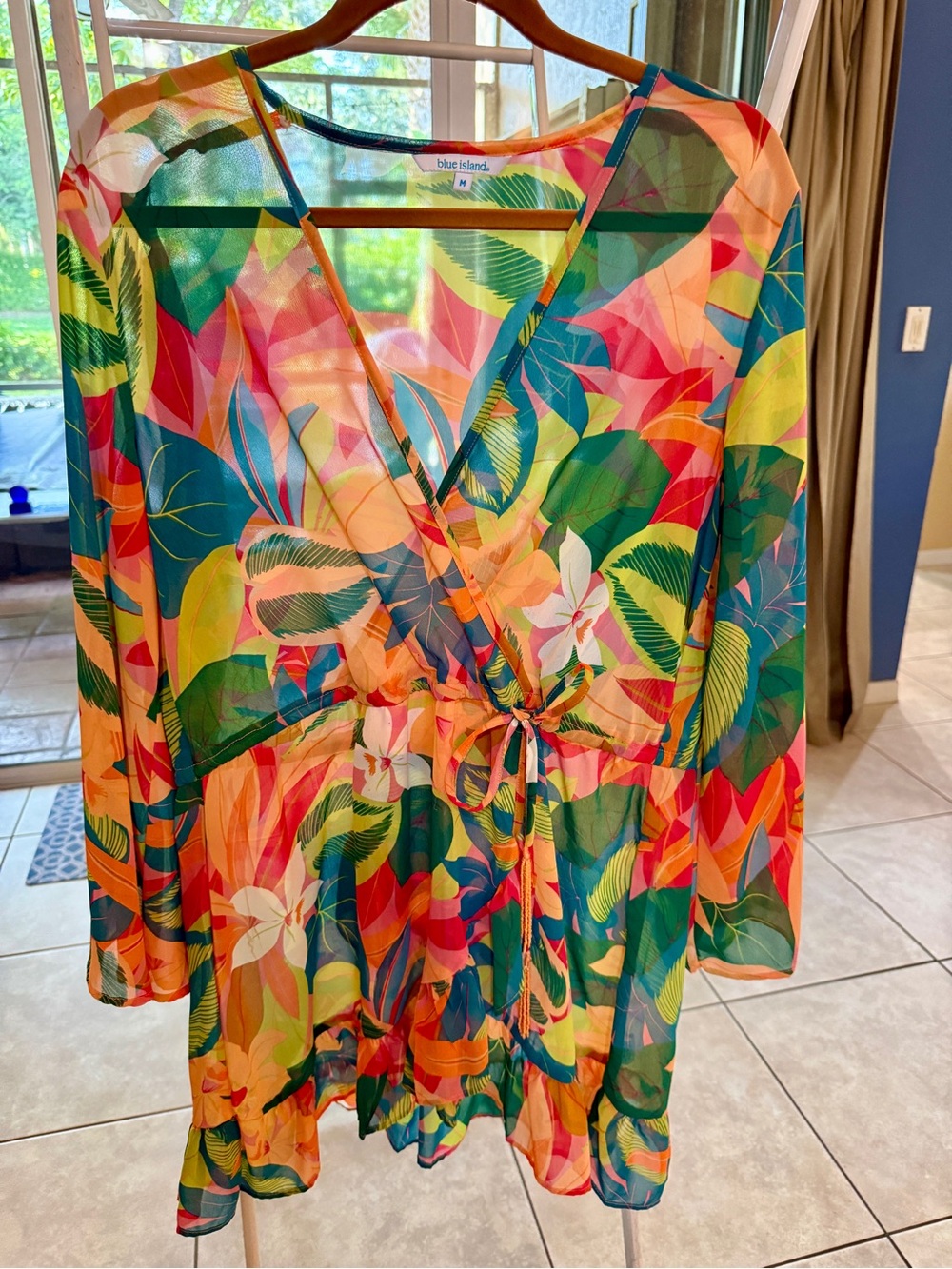 blue island Multicolor Tropical Print Kids One-Piece